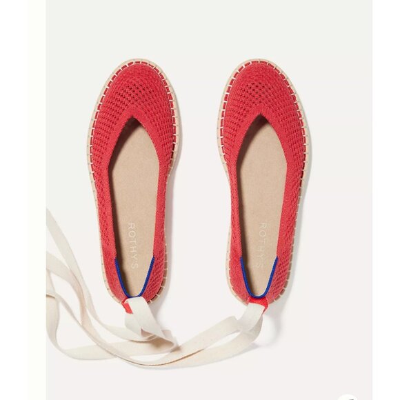 Anthropologie Rothy's Espadrille flats red preppy money sz 8 - Picture 1 of 5
